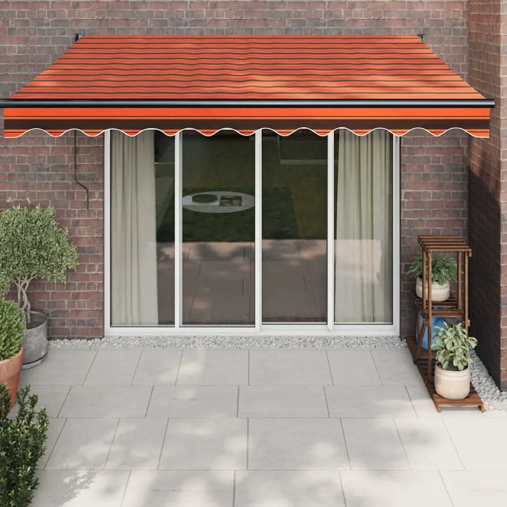 New FinePRICE Automaattisesti sisäänkelattava markiisi oranssi/ruskea 3x2,5 m