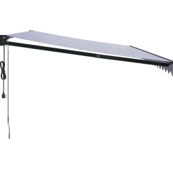Best FinePRICE Automaattisesti sisäänkelattava markiisi sinivalkoinen 5x3 m