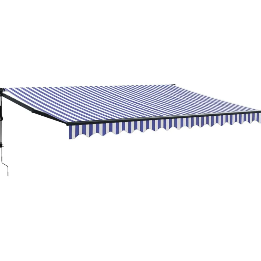 New FinePRICE Automaattisesti sisäänkelattava markiisi sininen/valkoinen 4x3 m