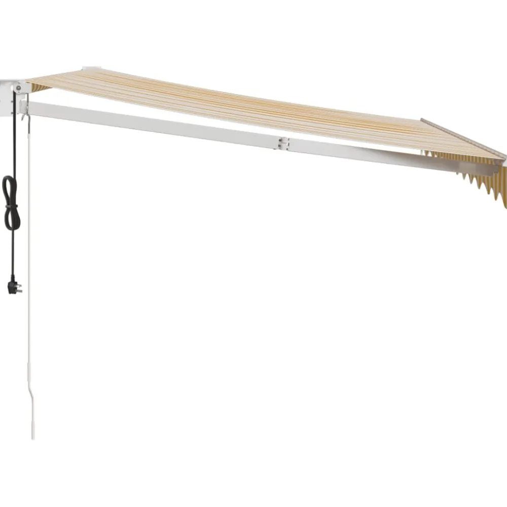 Clearance FinePRICE Automaattisesti sisäänkelattava markiisi keltainen/valkoinen 3x2,5 m