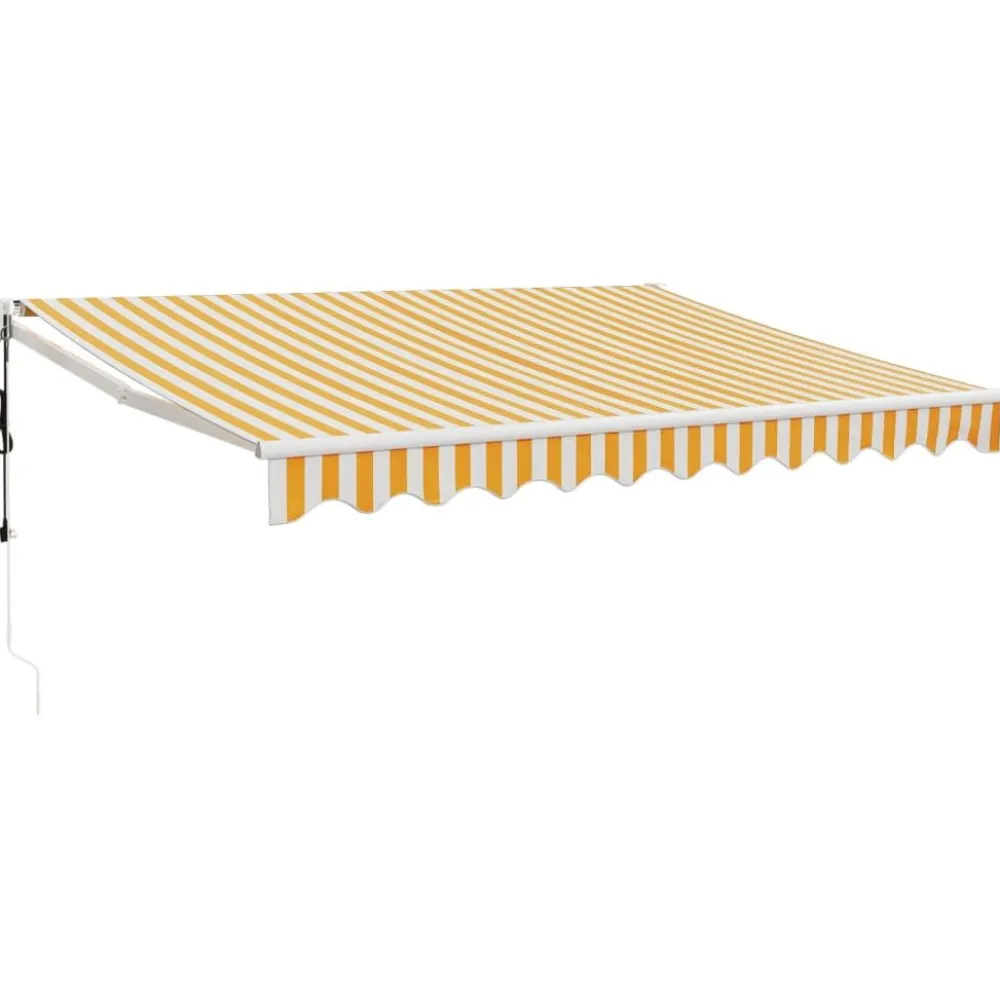 Clearance FinePRICE Automaattisesti sisäänkelattava markiisi keltainen/valkoinen 3x2,5 m