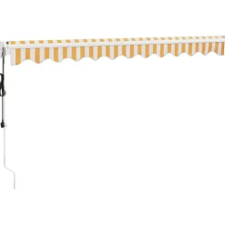 Clearance FinePRICE Automaattisesti sisäänkelattava markiisi keltainen/valkoinen 3x2,5 m
