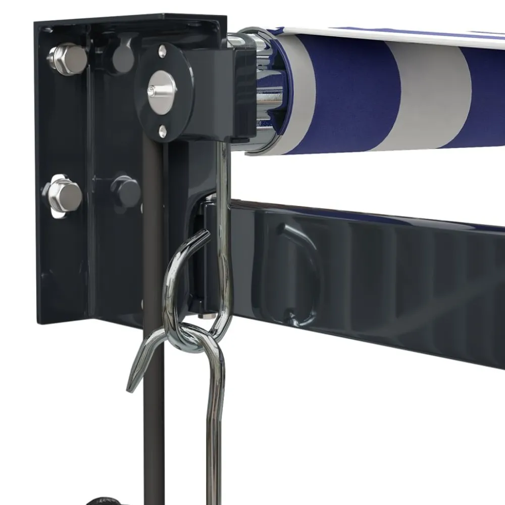 Outlet FinePRICE Automaattisesti sisäänkelattava markiisi sininen/valkoinen 3x2,5 m