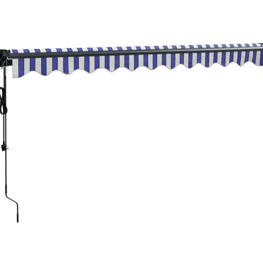 Outlet FinePRICE Automaattisesti sisäänkelattava markiisi sininen/valkoinen 3x2,5 m