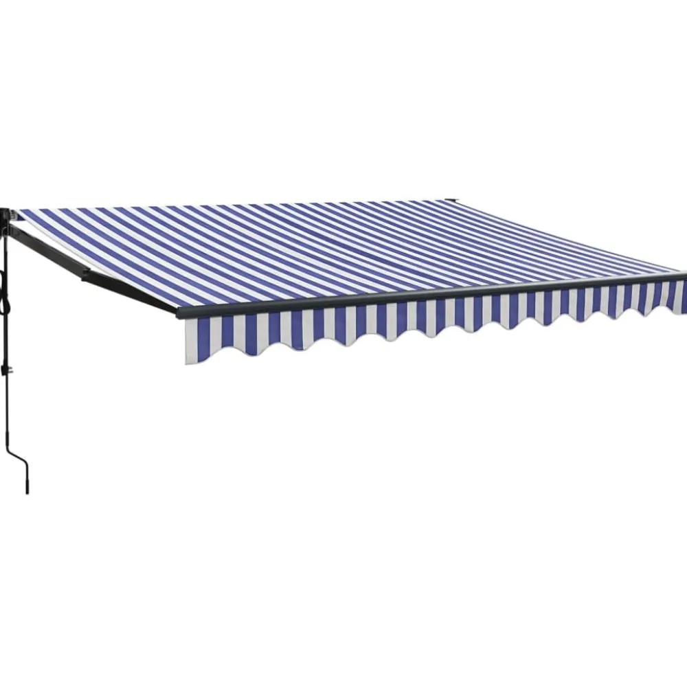 Outlet FinePRICE Automaattisesti sisäänkelattava markiisi sininen/valkoinen 3x2,5 m