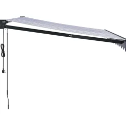 Outlet FinePRICE Automaattisesti sisäänkelattava markiisi sininen/valkoinen 3x2,5 m