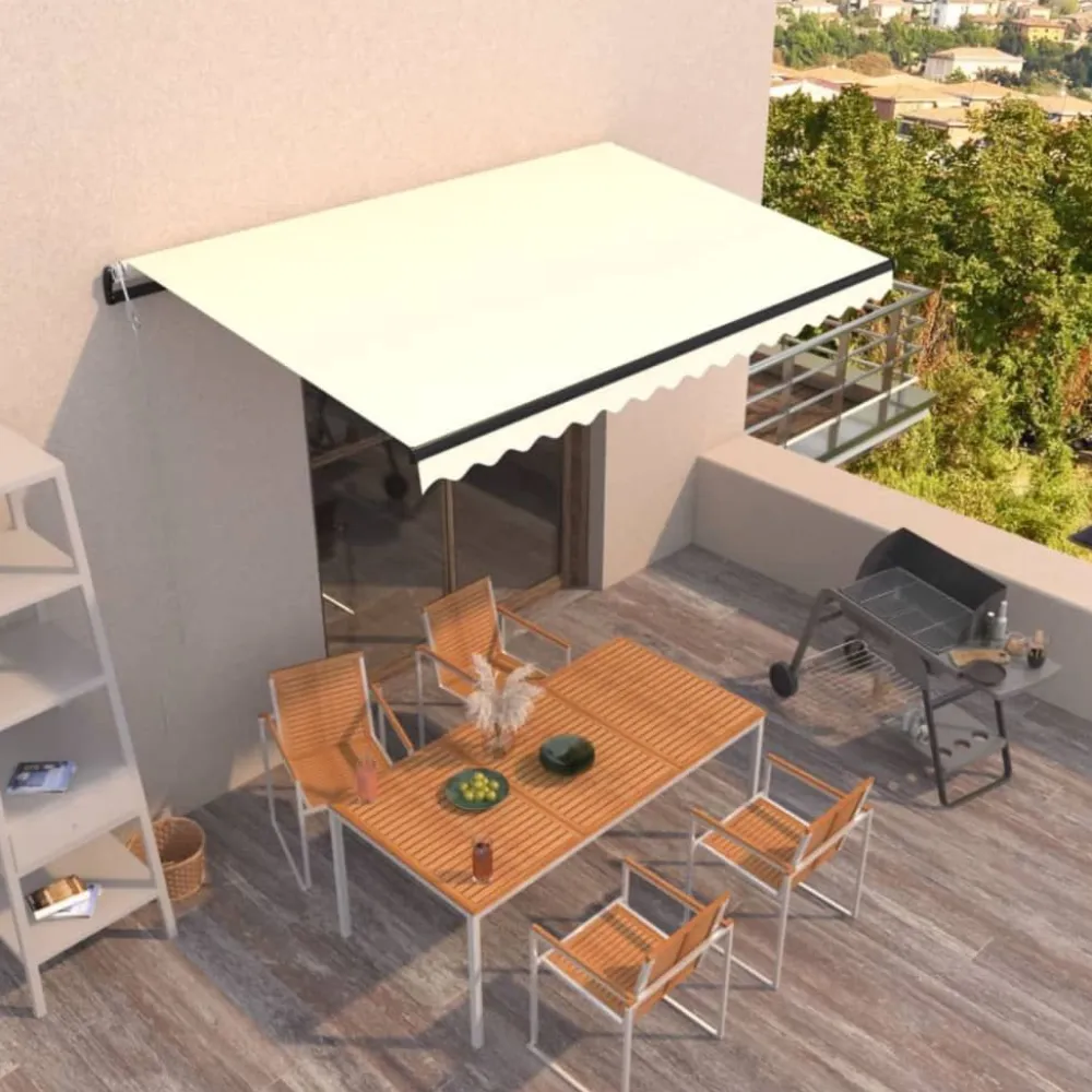 New FinePRICE Automaattisesti sisäänkelattava markiisi 350x250 cm kerma