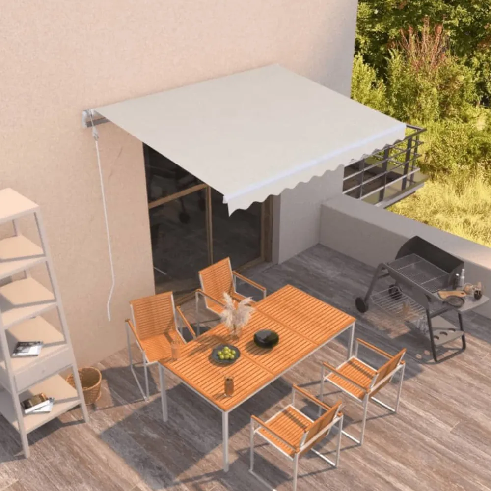 FinePRICE Automaattisesti sisäänkelattava markiisi 300x250cm sinivalk.