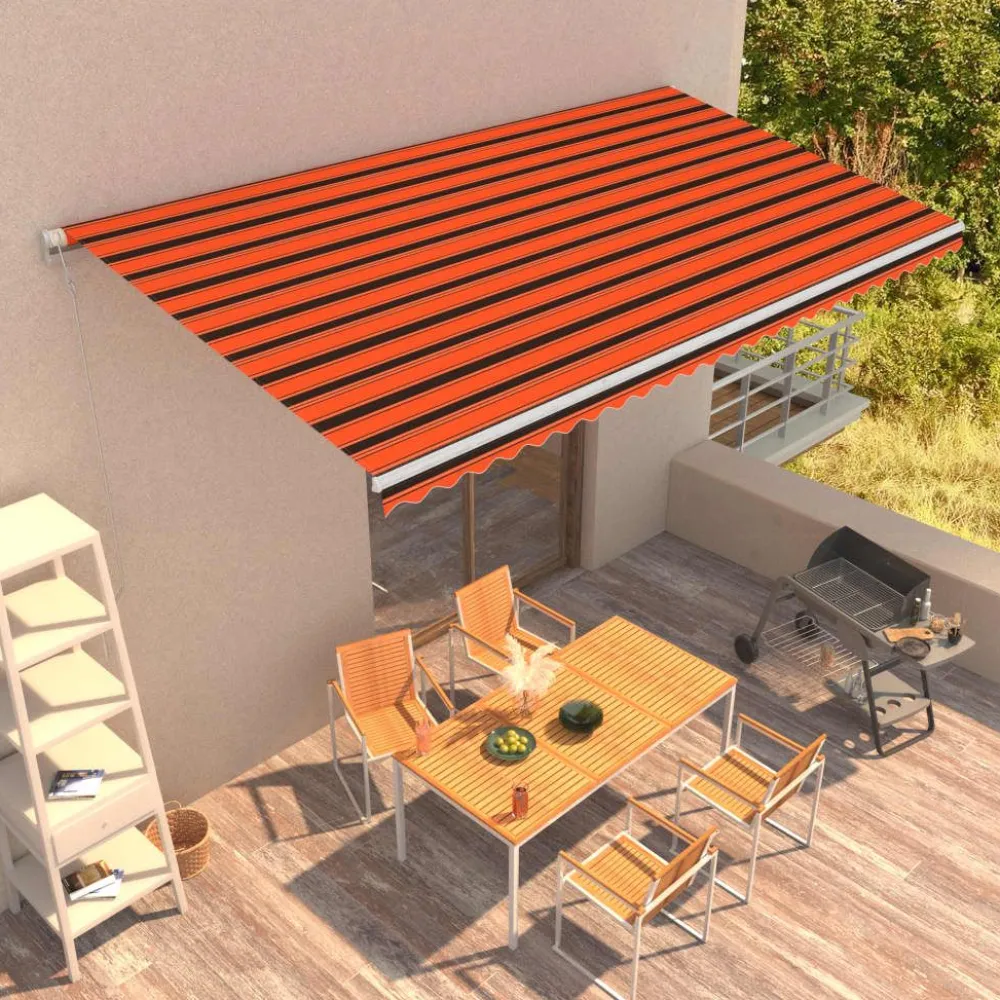 FinePRICE Automaattisesti sisäänkelattava markiisi 300x250cm sinivalk.