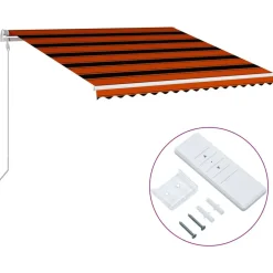 FinePRICE Automaattisesti sisäänkelattava markiisi 300x250cm sinivalk.