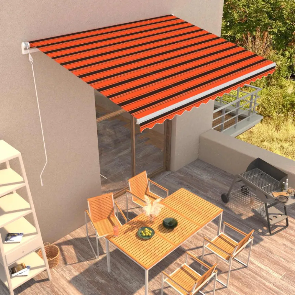 FinePRICE Automaattisesti sisäänkelattava markiisi 300x250cm sinivalk.
