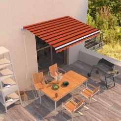 FinePRICE Automaattisesti sisäänkelattava markiisi 300x250cm sinivalk.