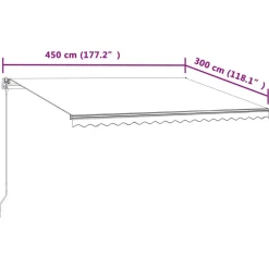FinePRICE Automaattisesti sisäänkelattava markiisi 300x250cm sinivalk.