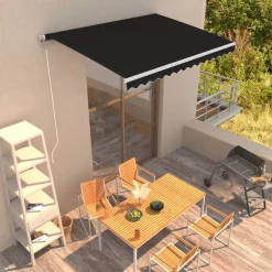 FinePRICE Automaattisesti sisäänkelattava markiisi 300x250cm sinivalk.