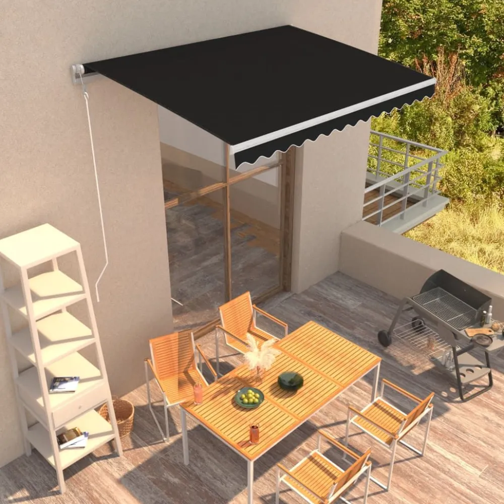 FinePRICE Automaattisesti sisäänkelattava markiisi 300x250cm sinivalk.