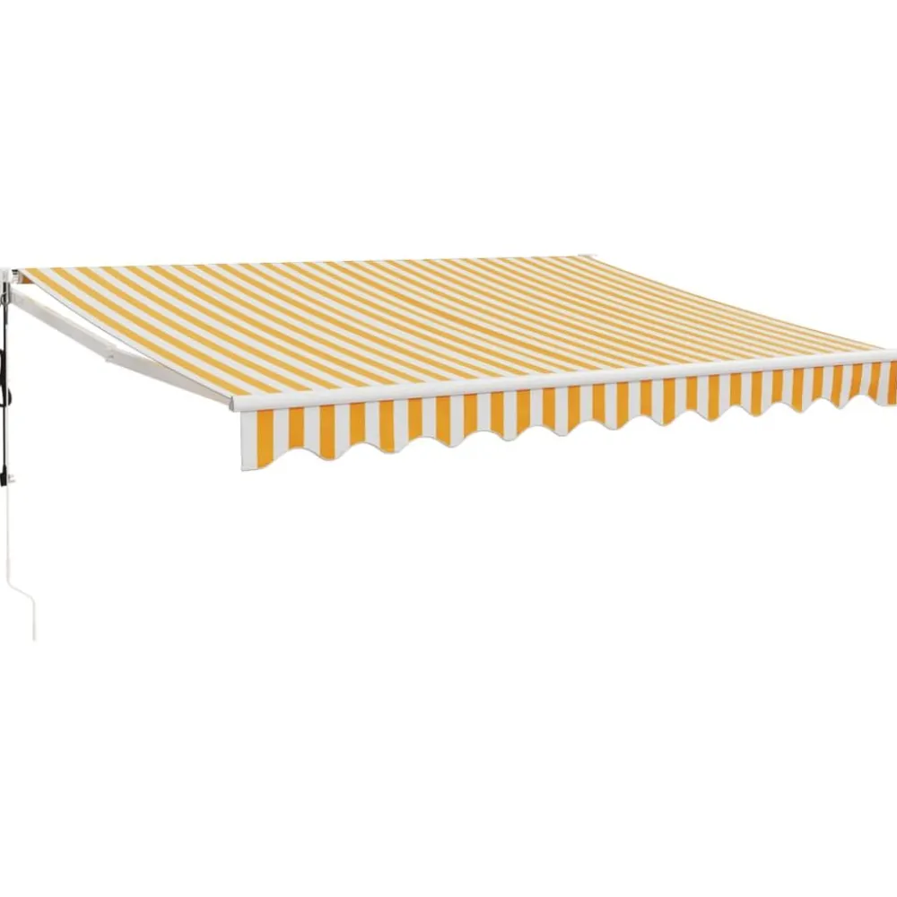 Outlet FinePRICE Automaattisesti sisäänkelattava markiisi keltavalkoinen 3x2,5 m