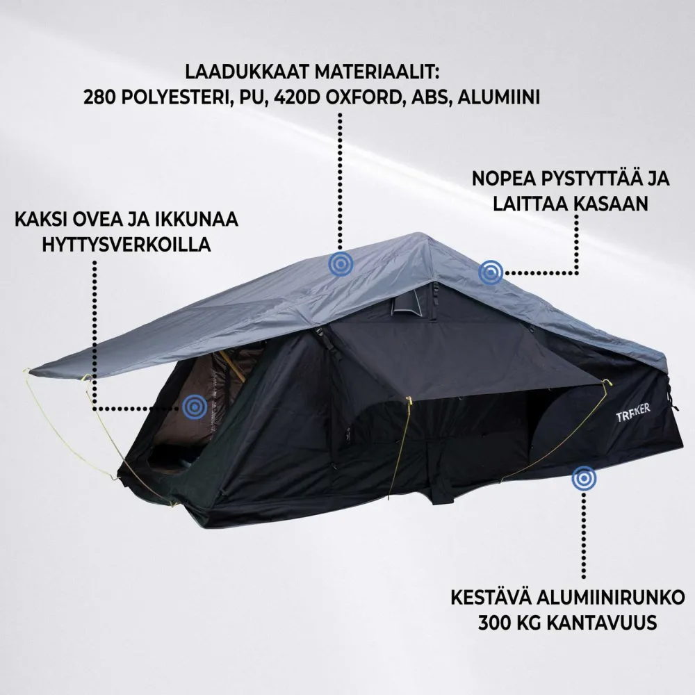Trekker Auton kattoteltta Cabin L, eri värejä