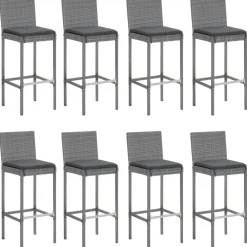 New FinePRICE Baarisarja ulos tyynyillä harmaa polyrottinki, 9 osaa