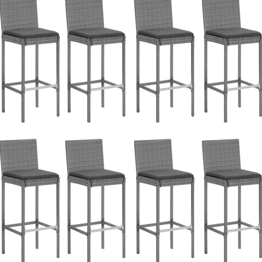 New FinePRICE Baarisarja ulos tyynyillä harmaa polyrottinki, 9 osaa