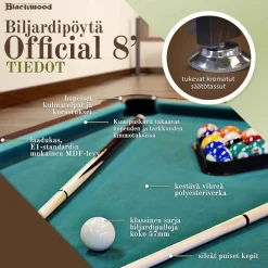 Hot Blackwood Biljardipöytä Official 8' eri värejä
