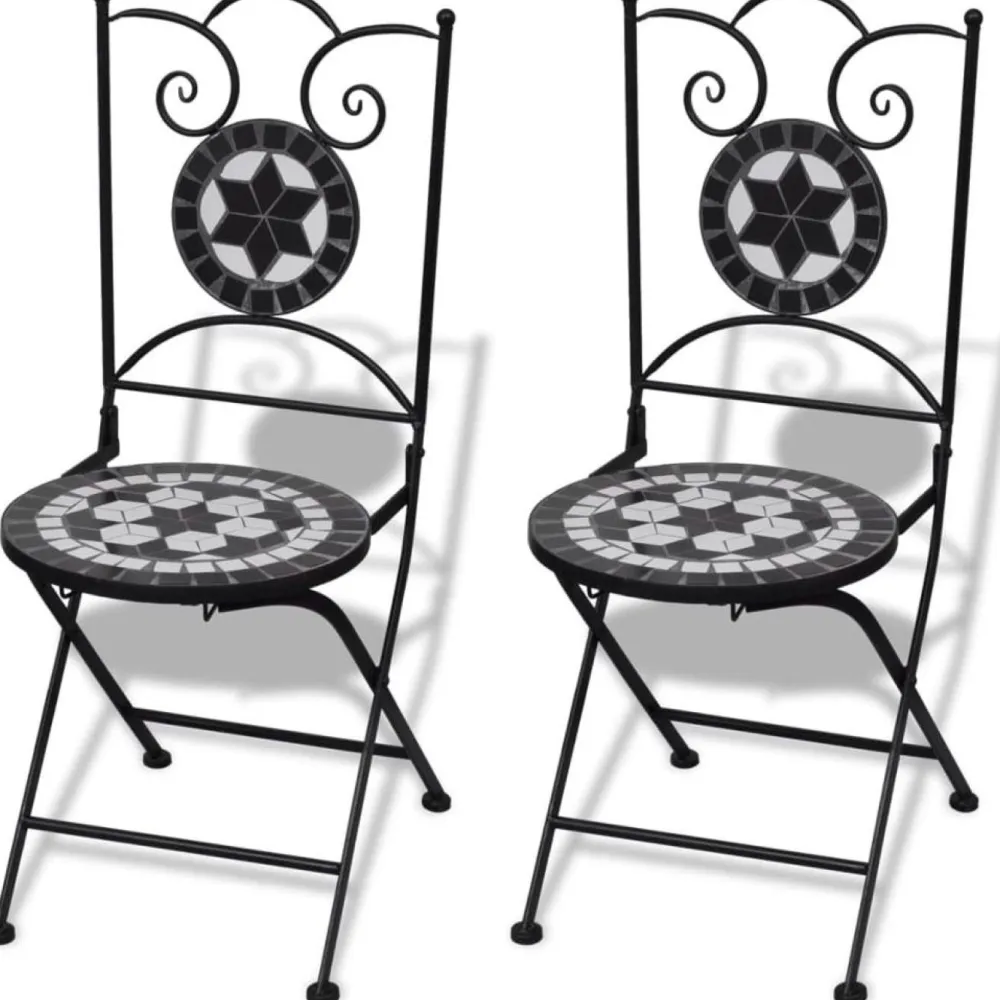 Clearance FinePRICE Bistrokalustesarja 3-osainen mosaiikki musta ja valkoinen