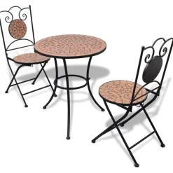 Online FinePRICE Bistrokalustesarja 3-osainen mosaiikki terrakotta