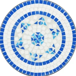Hot FinePRICE bistropöytäsarja Mosaiikki sinivalkoinen rauta ja keramiikka (16353)