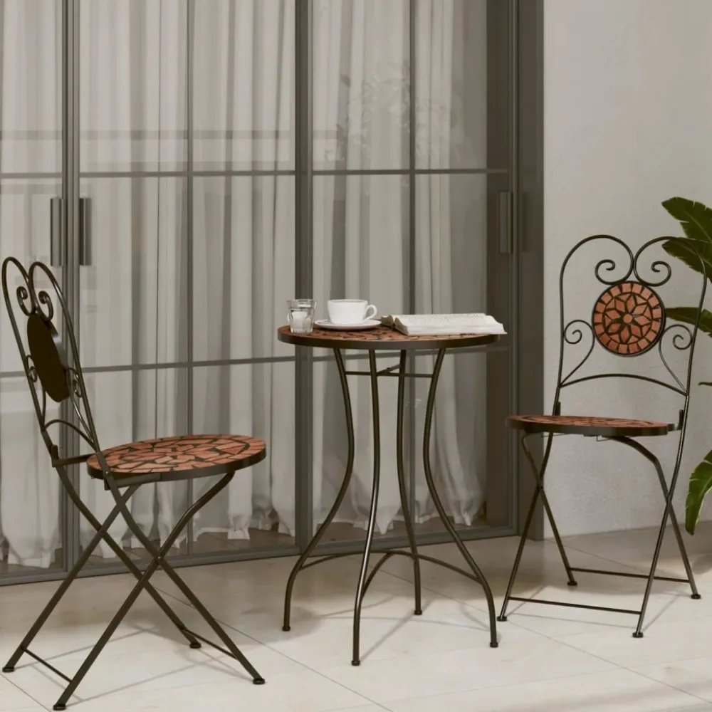 Hot FinePRICE bistropöytäsarja Mosaiikki sinivalkoinen rauta ja keramiikka (16353)