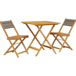 Clearance FinePRICE Bistrosarja 3-osainen musta polypropeeni ja täysi akasiapuu (81745)