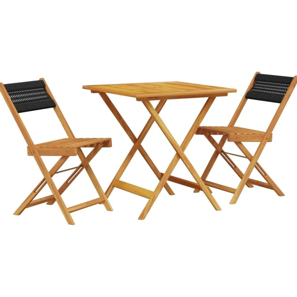 Clearance FinePRICE Bistrosarja 3-osainen musta polypropeeni ja täysi akasiapuu (81745)