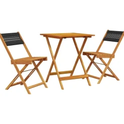Clearance FinePRICE Bistrosarja 3-osainen musta polypropeeni ja täysi akasiapuu (81745)