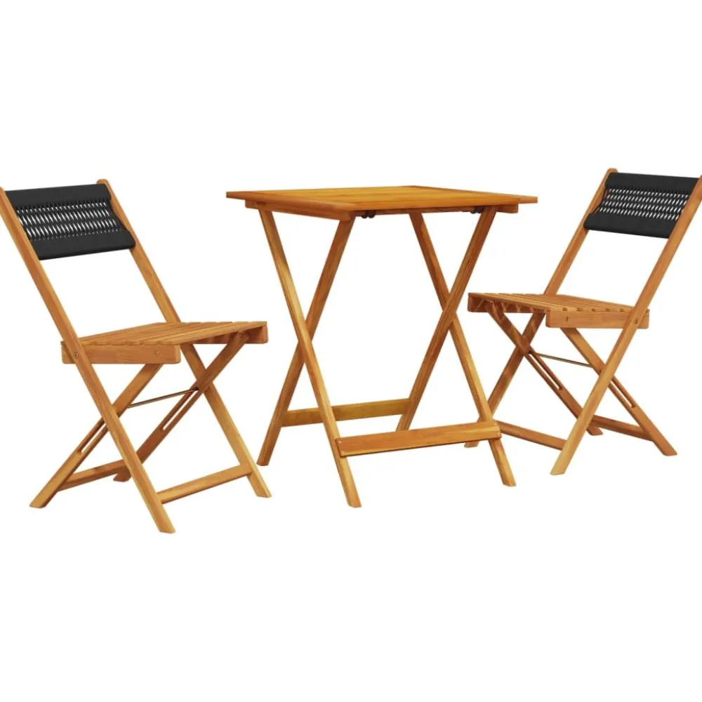 Clearance FinePRICE Bistrosarja 3-osainen musta polypropeeni ja täysi akasiapuu (81745)