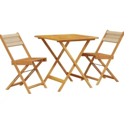 Clearance FinePRICE Bistrosarja 3-osainen musta polypropeeni ja täysi akasiapuu (81745)