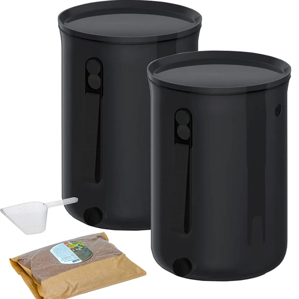 Sale BioProffa Bokashi Keittiökompostori Organko 2 Ocean tuplapakkaus 9,6 L musta