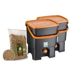 BioProffa Bokashi keittiökompostori Organko tuplapakkaus 16 l musta/oranssi