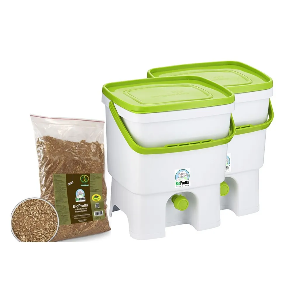 Clearance BioProffa Bokashi keittiökompostori Organko tuplapakkaus 16 l valkoinen/vihreä