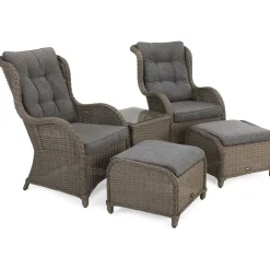 Outlet Comfort Garden Caféryhmä Marcus 2 nojatuolia jalkaraheilla harmaa