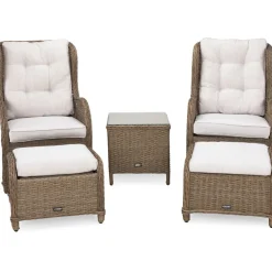 Best Comfort Garden Caféryhmä Marcus 2 nojatuolia jalkaraheilla ruskea/beige