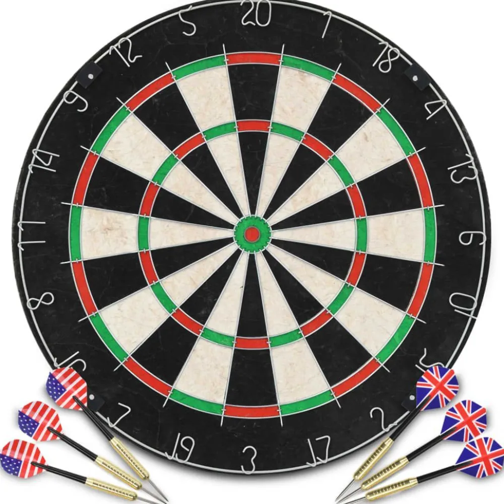 New FinePRICE Darts-taulu reunuksella ja 6 tikkaa, sisal