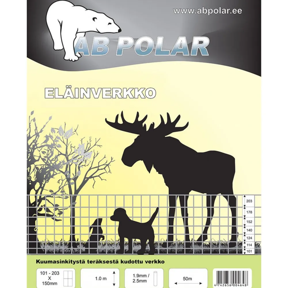 Hot AB Polar Eläinverkko Zn 1,0x50 m muuttuva silmäkoko