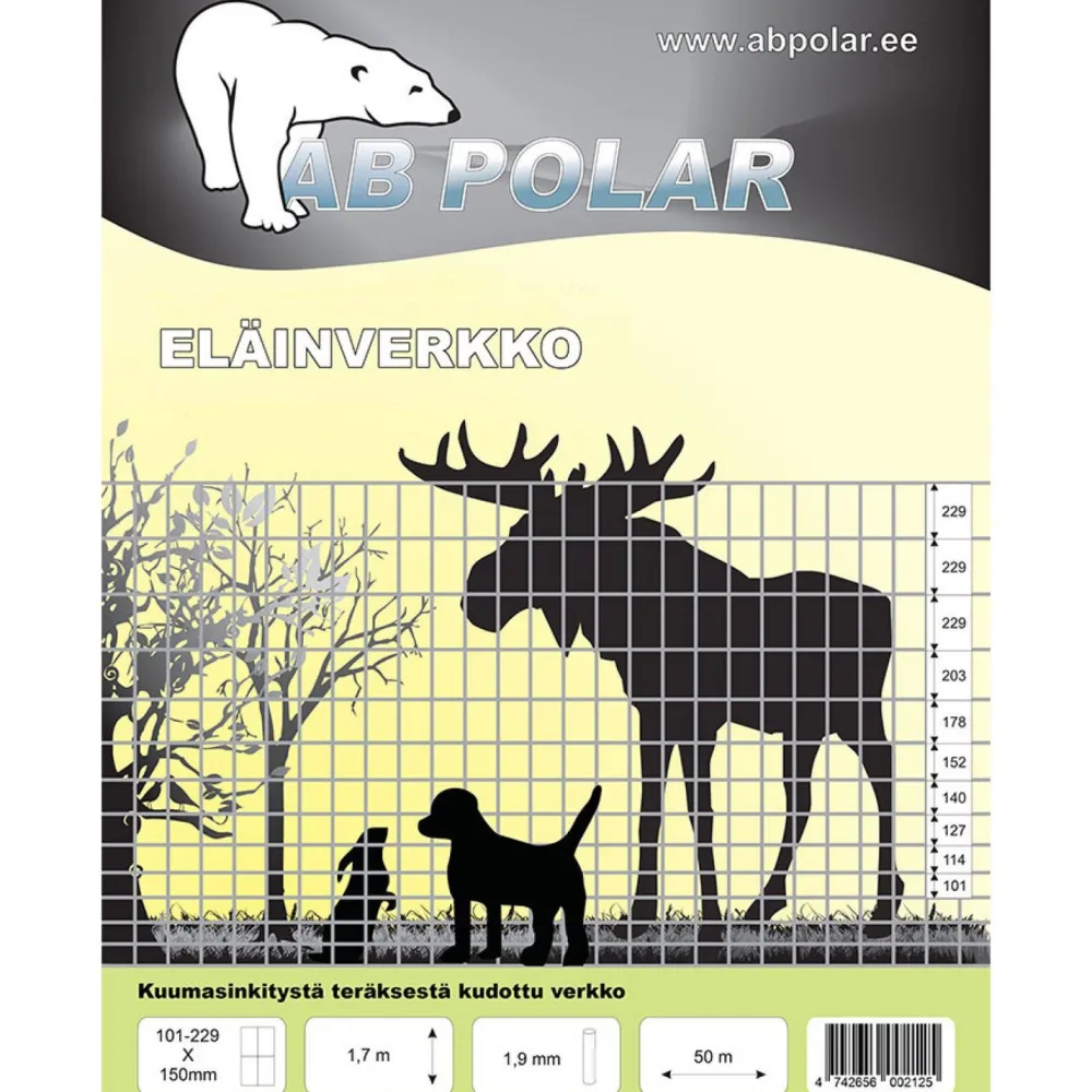 Hot AB Polar Eläinverkko Zn 1,7x50 m muuttuva silmäkoko