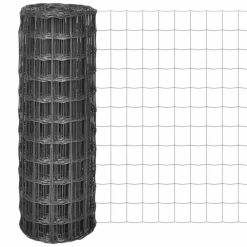 Discount FinePRICE Euro-aita, teräs, 25x0,8 m, harmaa, silmäkoko 77 x 64 mm
