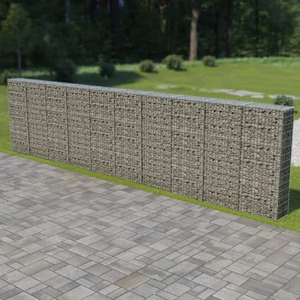 Outlet FinePRICE Gabion-kivikori kansilla galvanoitu teräs 600x30x150cm