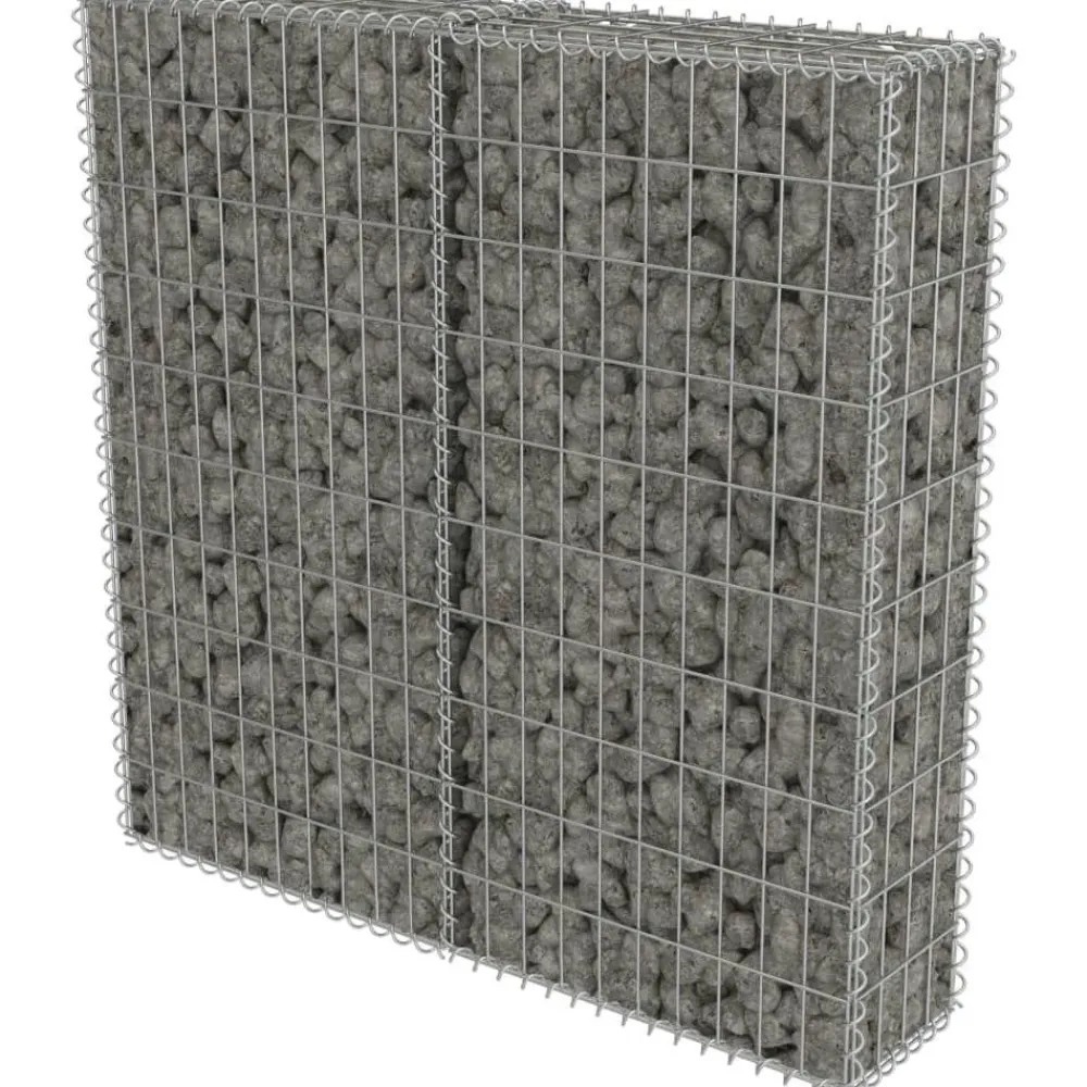Outlet FinePRICE Gabion-kivikori kansilla galvanoitu teräs 100x20x100cm
