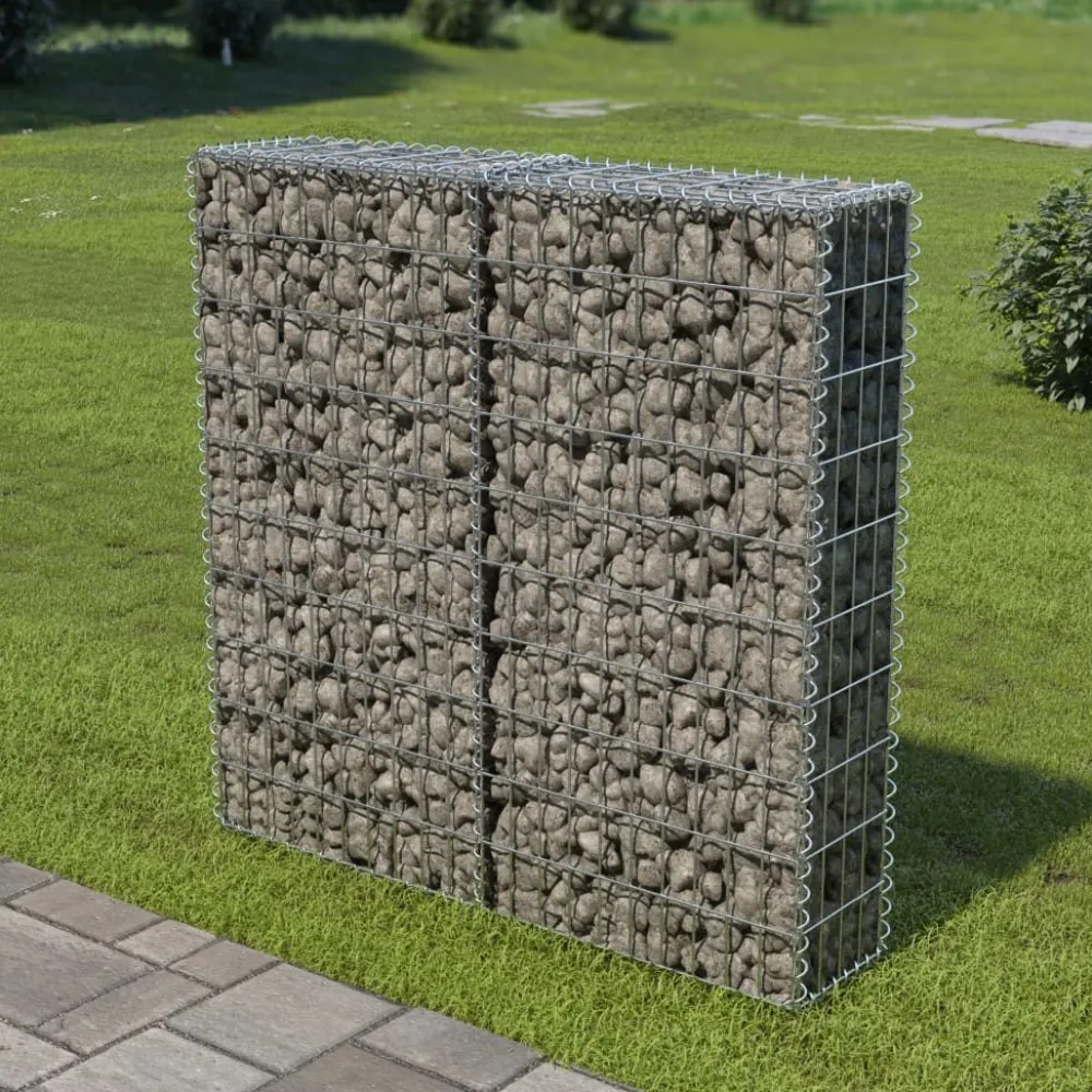 Outlet FinePRICE Gabion-kivikori kansilla galvanoitu teräs 100x20x100cm