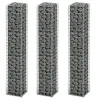 FinePRICE Gabion-/kivikorisarja 3kpl galvanoitu vaijeri 25x25x150cm