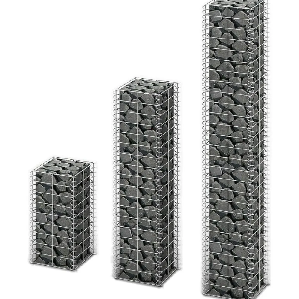 Outlet FinePRICE Gabion-/kivikorisarja 3kpl galvanoitu vaijeri eri kokoja