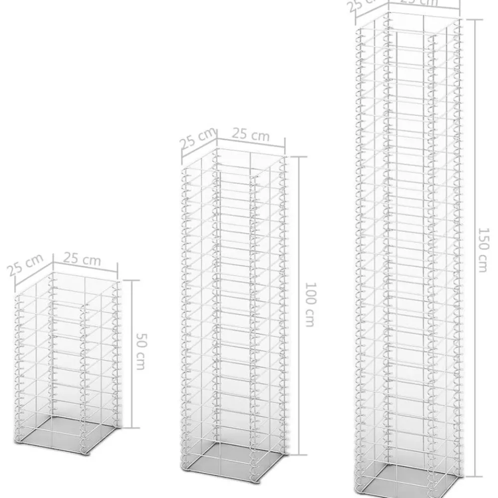 Outlet FinePRICE Gabion-/kivikorisarja 3kpl galvanoitu vaijeri eri kokoja