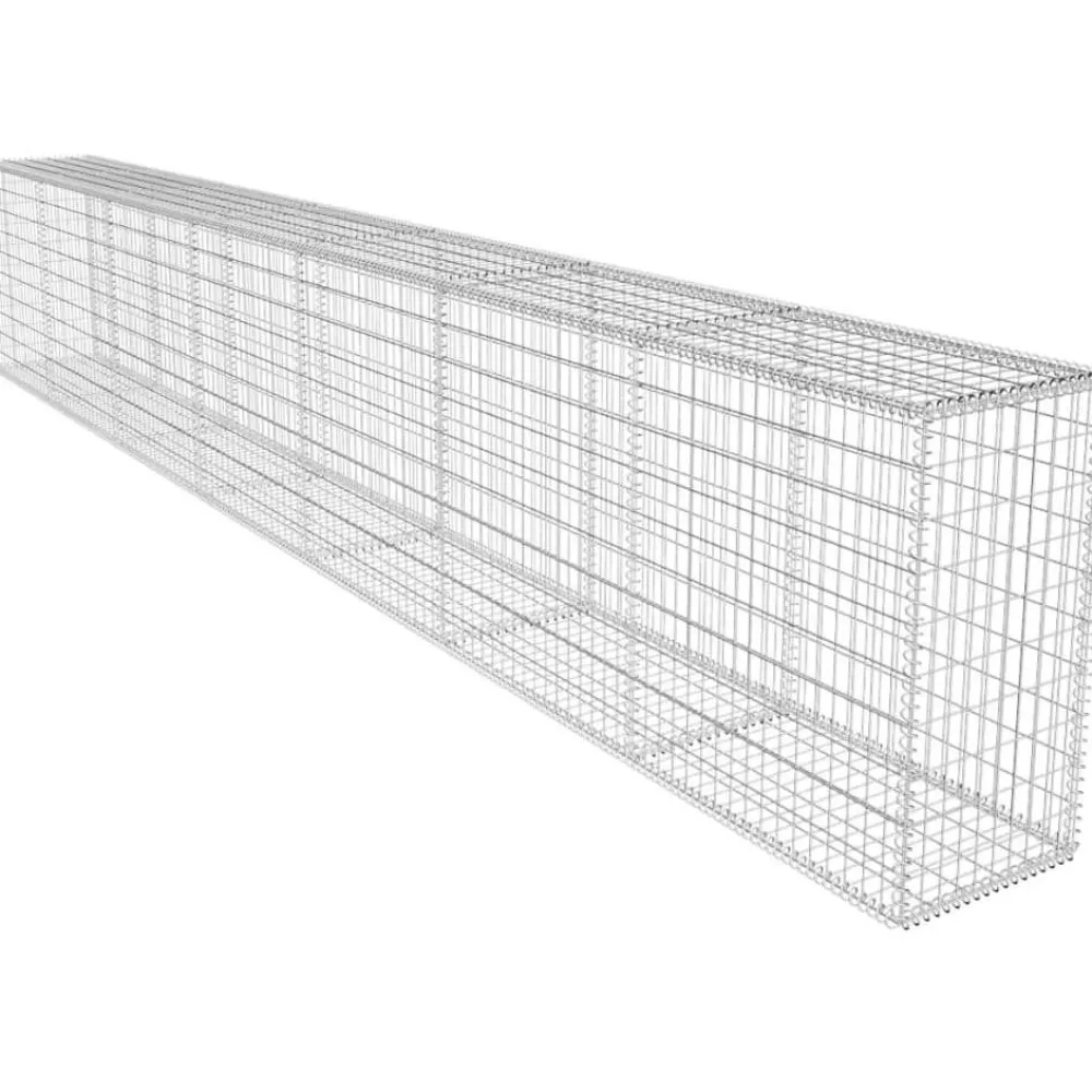 Best FinePRICE Gabionseinä kannella galvanoitu teräs 600x50x100cm