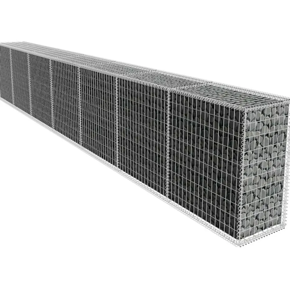 Best FinePRICE Gabionseinä kannella galvanoitu teräs 600x50x100cm